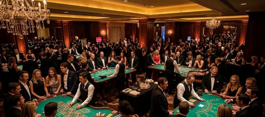 Guests enjoying casino evening at a corporate event